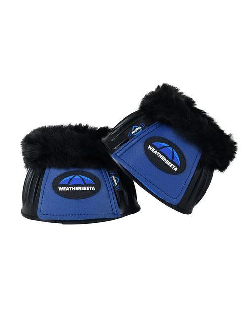 Weatherbeeta Tough-Tec Prime Fleece Trim Rubber Bell Boots - Black/Cobalt