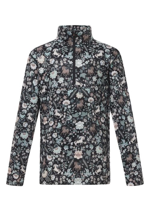 Kerrits Kids' First Level Quarter Zip Fleece Tech Top - Black Fairy Tails