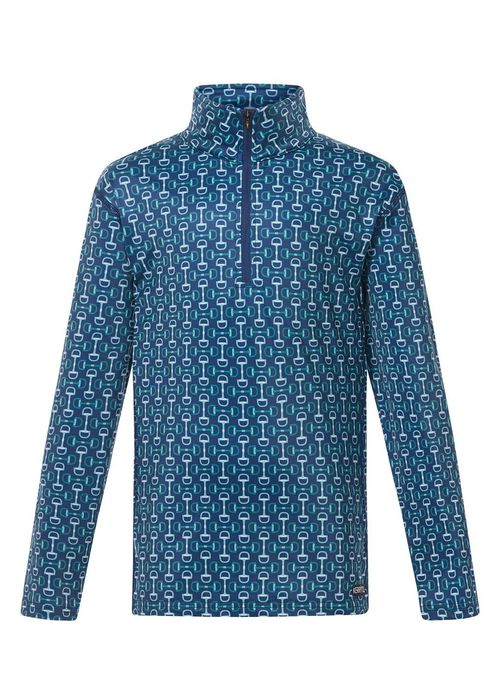 Kerrits Kids' First Level Quarter Zip Fleece Tech Top - Lapis Bit of Color