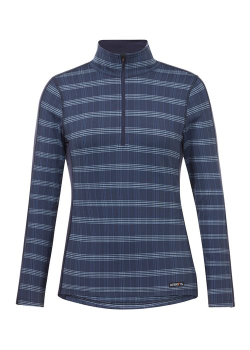 Kerrits Women's Stretch Plaid Quarter Zip Top - Galaxy Blue Plaid