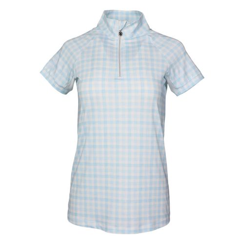 Dapplebay Kids' 1/4 Zip Short Sleeve Shirt - Blue Gingham
