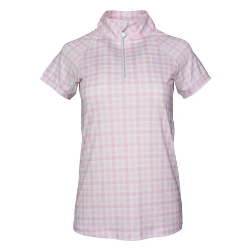 Dapplebay Kids' 1/4 Zip Short Sleeve Shirt - Pink Gingham