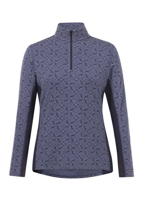Kerrits Women's Stable Temp Merino Wool Quarter Zip Top - Wild Orchid Horse Quadrille