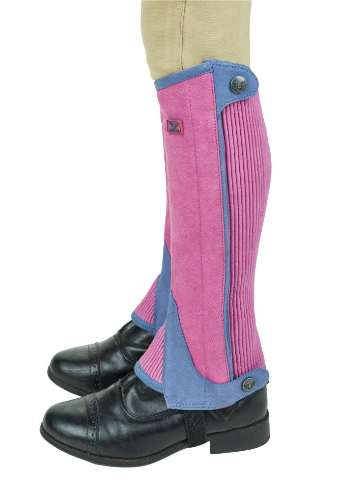 TuffRider Kids' Keeneland Synthetic Half Chaps - Pink/Lt Blue ...