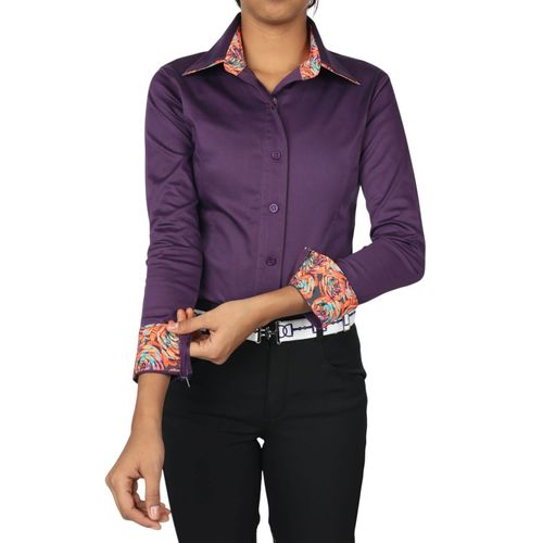 TuffRider Kids' Adey Girls Double Collar Shirt - Plum