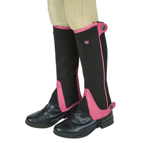 TuffRider Kids' Keeneland Synthetic Half Chaps - Black/Hot Pink