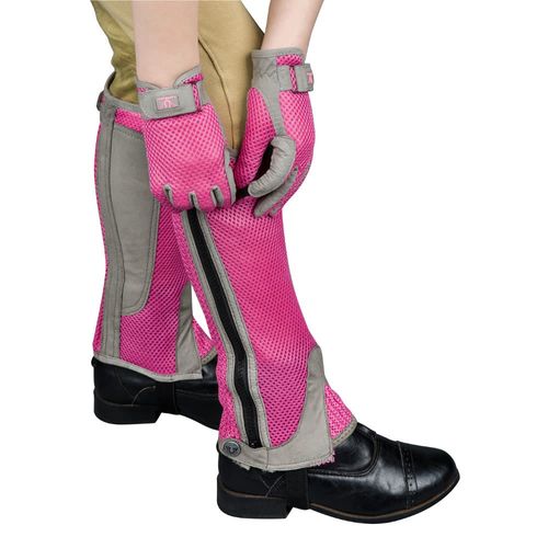 TuffRider Kids' Double Up Air Mesh Half Chap and Glove Set - Pink