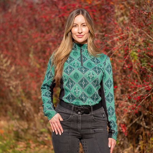 Equinavia Women's Kofte Base Layer Quarter Zip - Deep Green