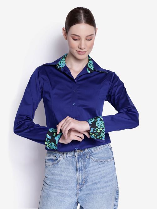 TuffRider Women's Adey Double Collar Shirt - Royal Blue