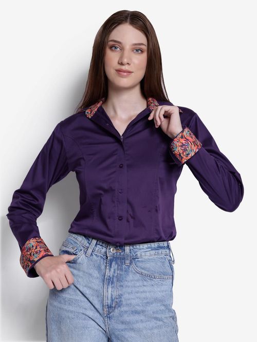 TuffRider Women's Adey Double Collar Shirt - Plum