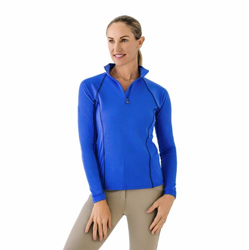 OPENBOX: Ovation Women's 1/4 Zip Long Sleeve Solid Color Sun Shirt - X Large - Royal