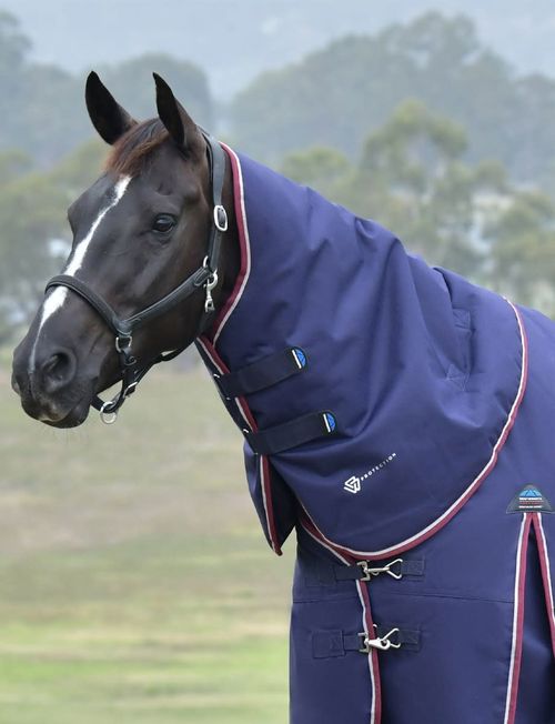 Weatherbeeta Comfitec Essential Turnout Neck Cover 220g - Navy/Burgundy