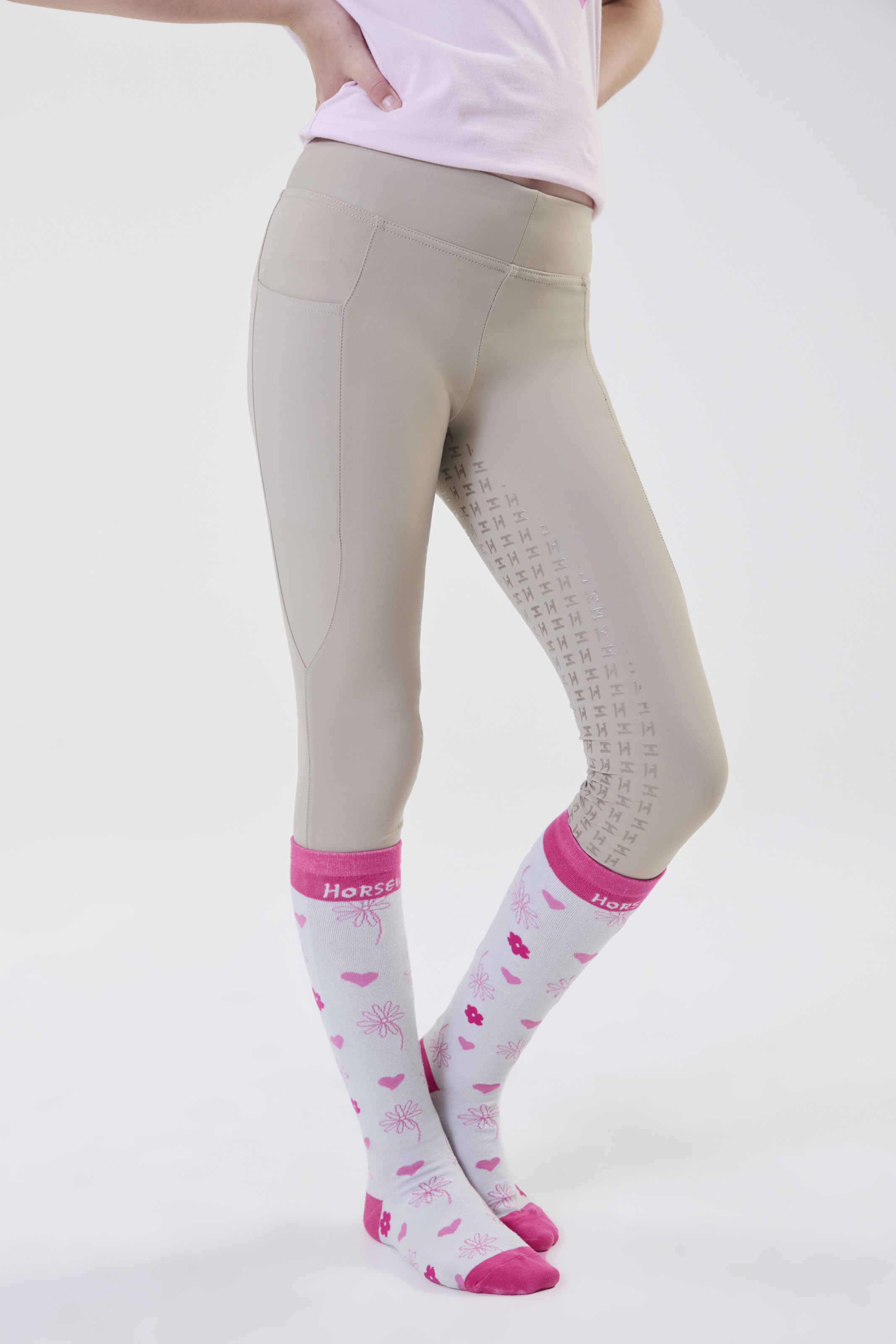 Horseware Kids' Full Seat Riding Tights Beige Horseware-KRHJC1