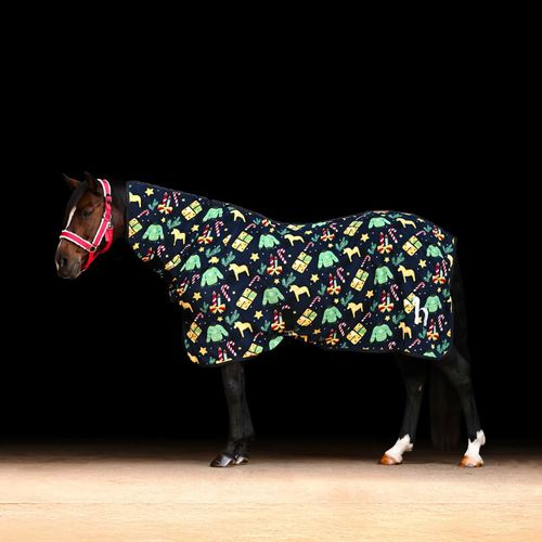 Horze Santa Christmas Fleece High Neck Cooler - Christmas Jumper Print