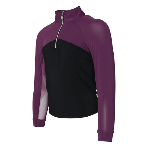 Dapplebay Kids' 1/4 Zip Long Sleeve Shirt - Plum/Black