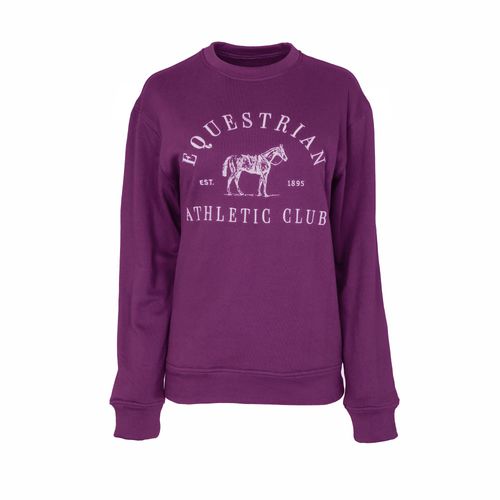 Dapplebay Women's Embroidered Equestrian Athletic Club Sweatshirt - Plum