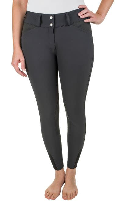 OPENBOX: Equine Couture Women's Coolmax Champion Knee Patch Breeches - 30 Regular - Charcoal