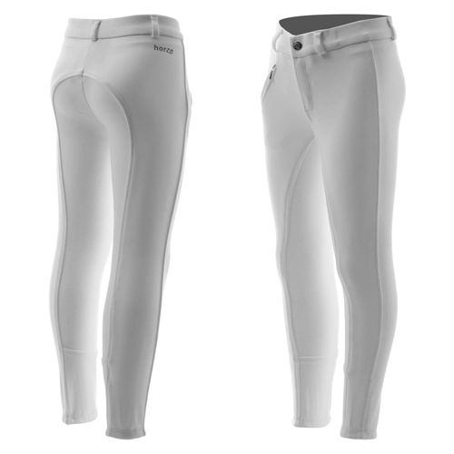 READY TO SHIP: Horze Kids' Active Full Seat Breeches - EU 150/US Large - White