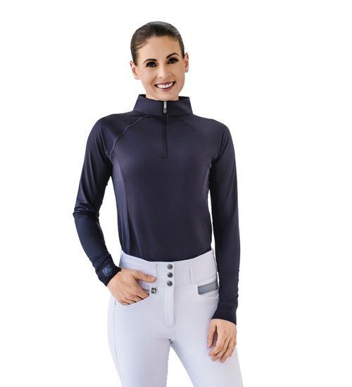 OPENBOX: Romfh Women's 1/4 Zip Long Sleeve Solid Sun Shirt - X Large - Black