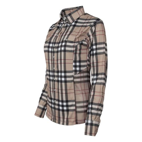 Dapplebay Women's Western Top - Tan Holiday Plaid