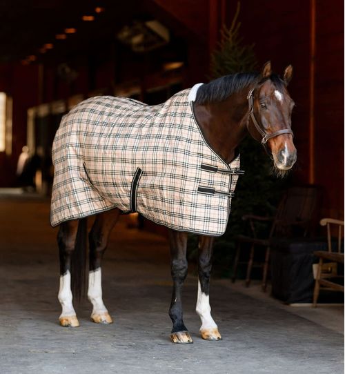 TuffRider Comfy Standard Neck Medium 200 Stable Blanket 1200D - Beige Plaid