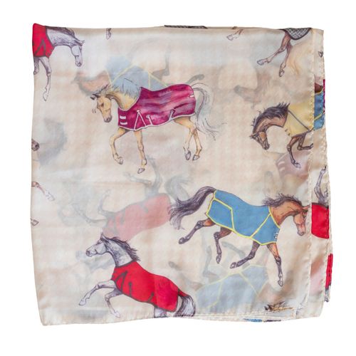 AWST Lila Horses in Blankets Scarf - MultiColor