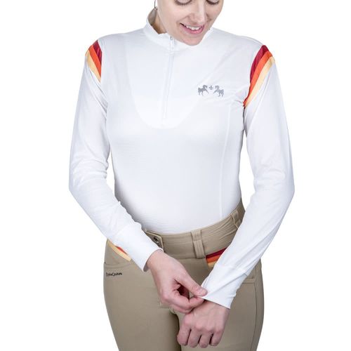 Equine Couture Women's Gradient Long Sleeve Show Shirt - White/Red