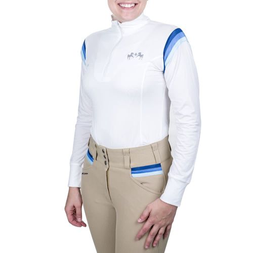 Equine Couture Women's Gradient Long Sleeve Show Shirt - White/Blue