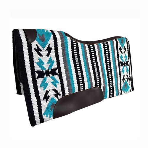 TuffRider Single Weave Wool Blend Blues & Greens Western Saddle Pad - Pattern 007