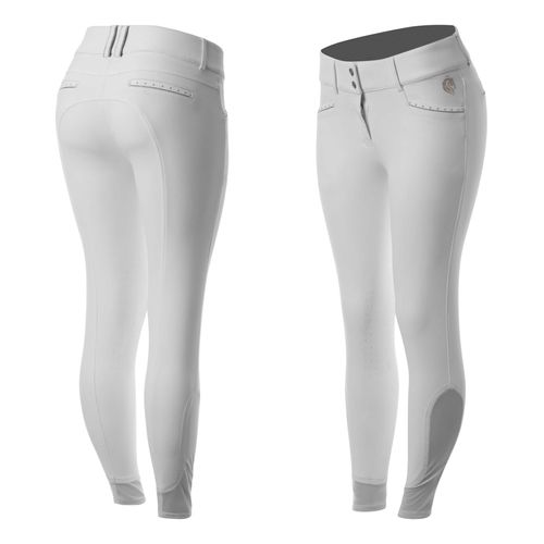 Equinavia Women's Victoria Silicone Knee Patch Breeches - White/Pearl