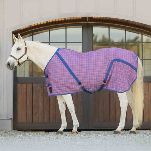 Equinavia Fryd Cotton Stable Sheet - Pink Flambe/Galaxy Blue