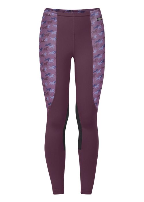 Kerrits Kids' Knee Patch Performance Tights - Raisin/Magenta Playful Ponies