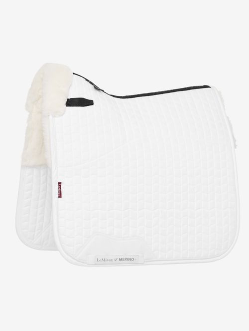 LeMieux Merino+ Half Lined Suede Dressage Square - White/White