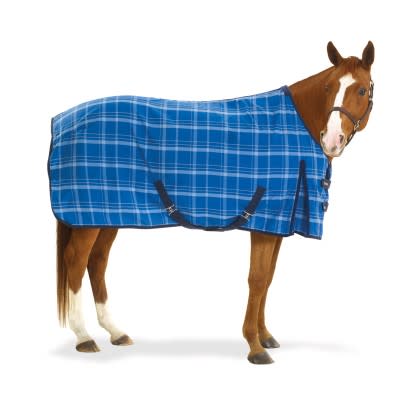 BARGAIN BARN: Equi-Essentials EZ-Care Plaid Stable Sheet - 69 - Blue Plaid