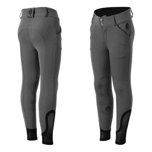 BARGAIN BARN: Equinavia Kids' Greta Summer Knee Patch Breeches - 14 - Grey/Black
