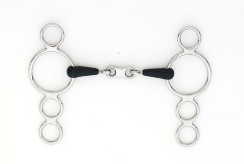 OVERSTOCK: Centaur French Link 3-Ring Gag - 5.5in - Stainless Steel