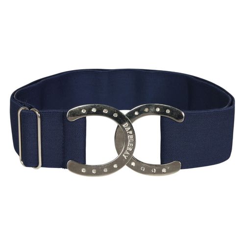 Dapplebay Women's Horse Shoe Elastic Belt - Navy/Silver