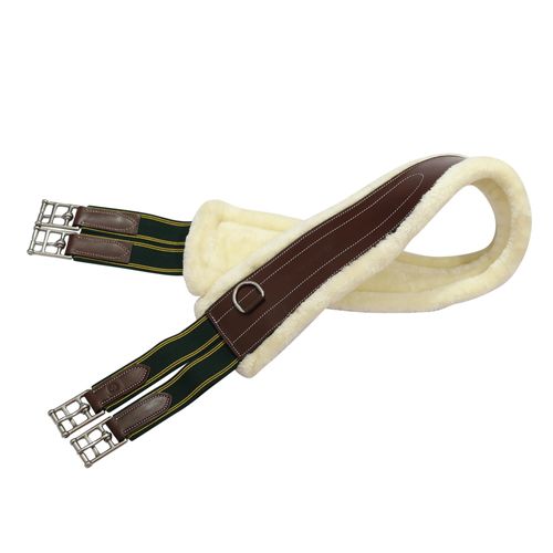 OPENBOX: Henri de Rivel Contoured Leather Sherpa Fleece Girth - 40in - Australian Nut