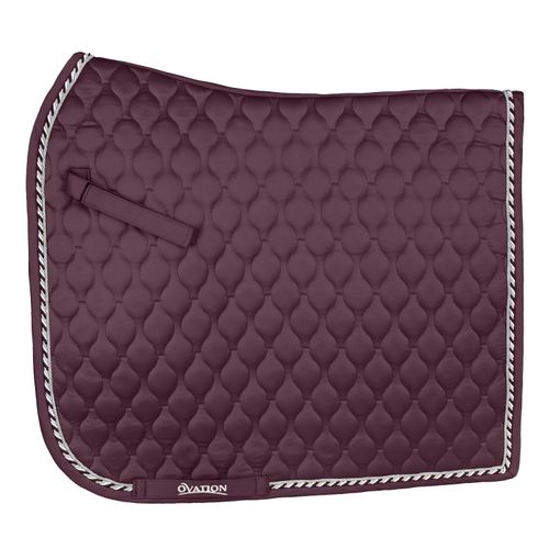BARGAIN BARN: Ovation Quilted Satin Dressage Saddle Pad - Horse - Deepest Plum