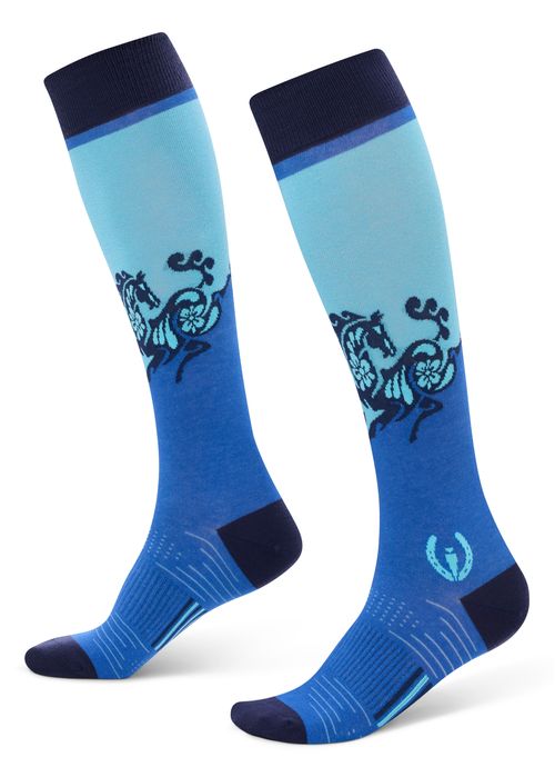 Kerrits Women's Frolic Horse Knee-Hi Socks - Blue Ribbon