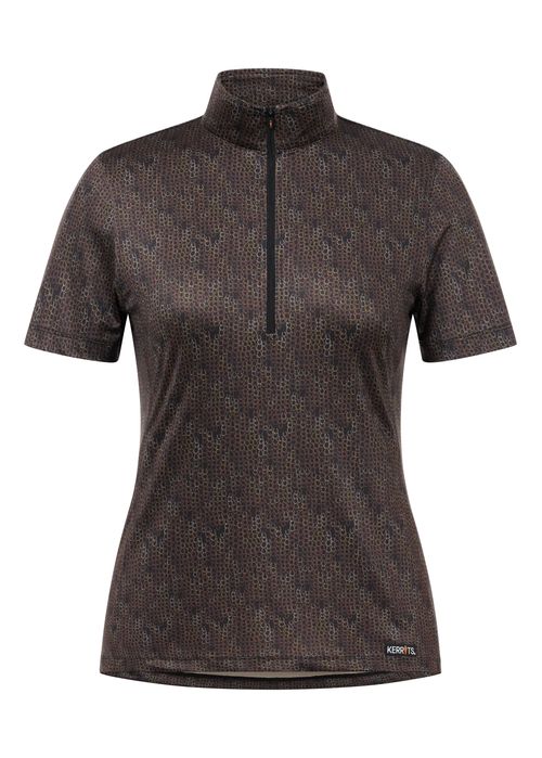 Kerrits Women's Play It Print Coolcore Short Sleeve Shirt - Black Lucky Cascade