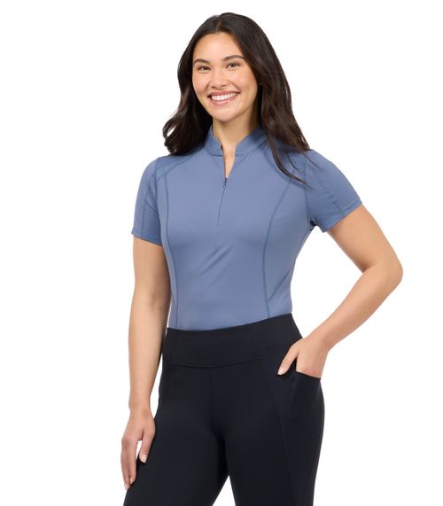 Kerrits Women's Precision Short Sleeve Quarter Zip Tech Top - Dusty Blue