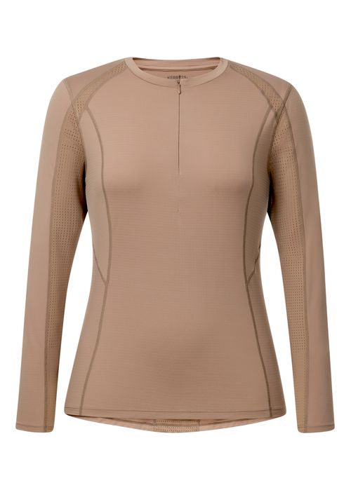 Kerrits Women's Precision Long Sleeve Zip Crew Tech Top - Sesame