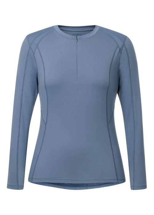 Kerrits Women's Precision Long Sleeve Zip Crew Tech Top - Dusty Blue