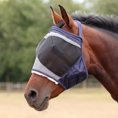 Shires FlyGuard Fine Mesh Earless Fly Mask - Navy