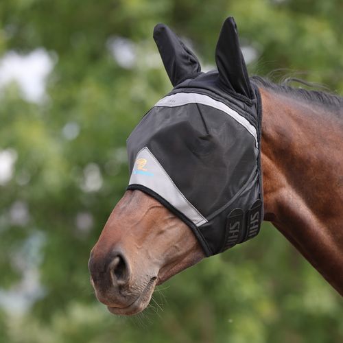 Shires FlyGuard Fine Mesh Fly Mask w/Ears - Jet