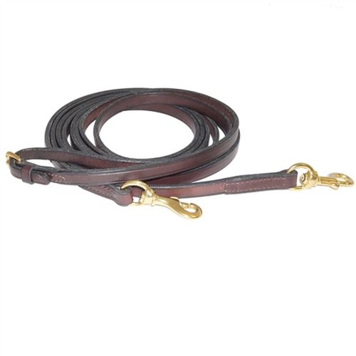 OVERSTOCK: Nunn Finer Leather Draw Reins w/Snaps - 5/8in x 95in - Havana