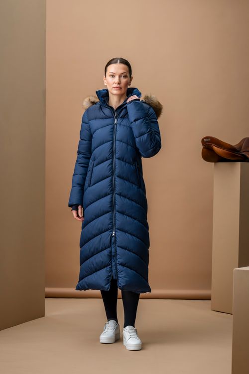 BARGAIN BARN: Alessandro Albanese Women's Nivia Ripstop Long Puffer Coat - Large - Navy