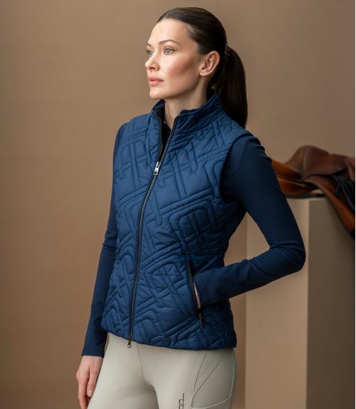 BARGAIN BARN: Alessandro Albanese Women's Neve Monogram Quilted Gilet - Medium - Navy