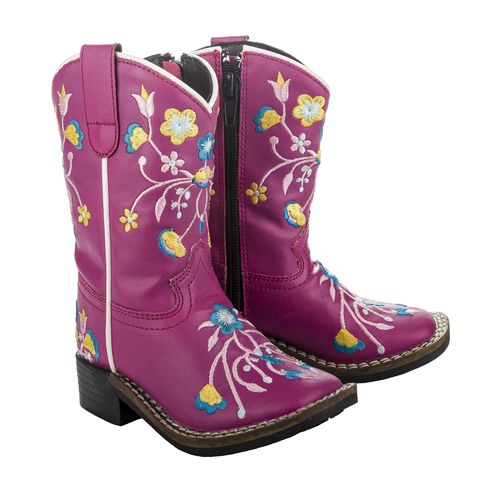 OPENBOX: TuffRider Kids' Floral Cowgirl Western Boots - 6 - Hot Pink